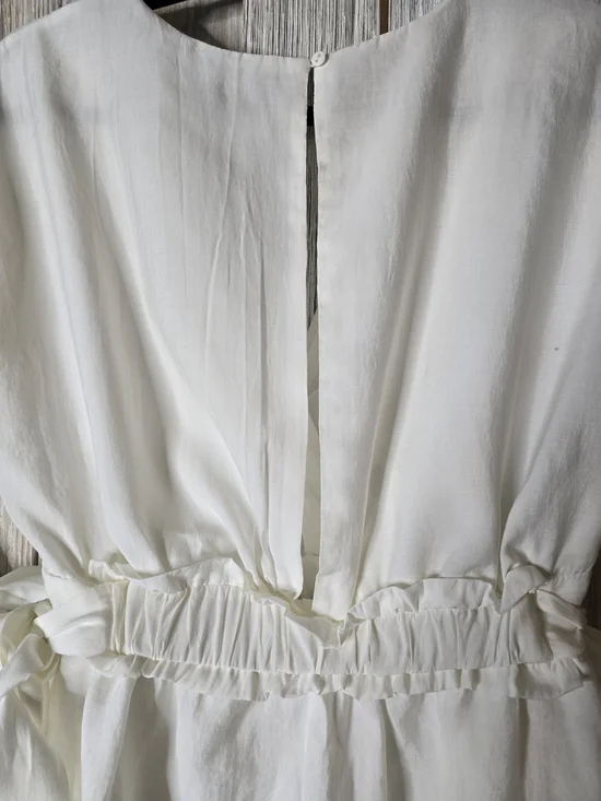 Zara Cream Tie Waist Mini Dress Feminine Chic Flowy Neutral Blogger Style Size M - Picture 3 of 6